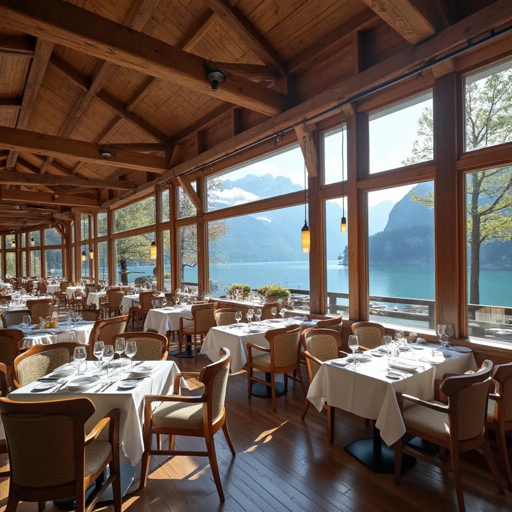 Restaurante con vistas al lago