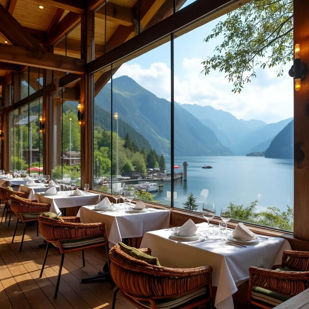 Restaurante con vistas al lago
